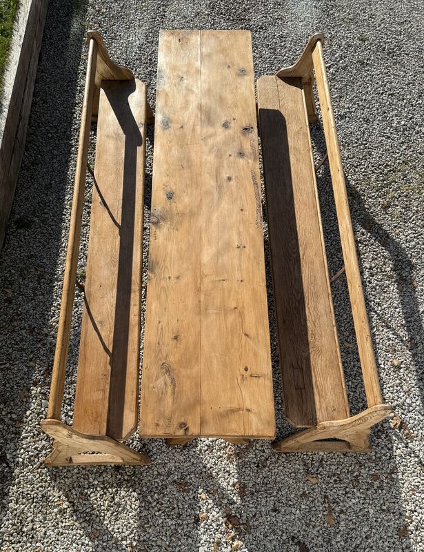 Large Vintage Pine Large Refectory Table With Two Pew Style Benches - product images  of 