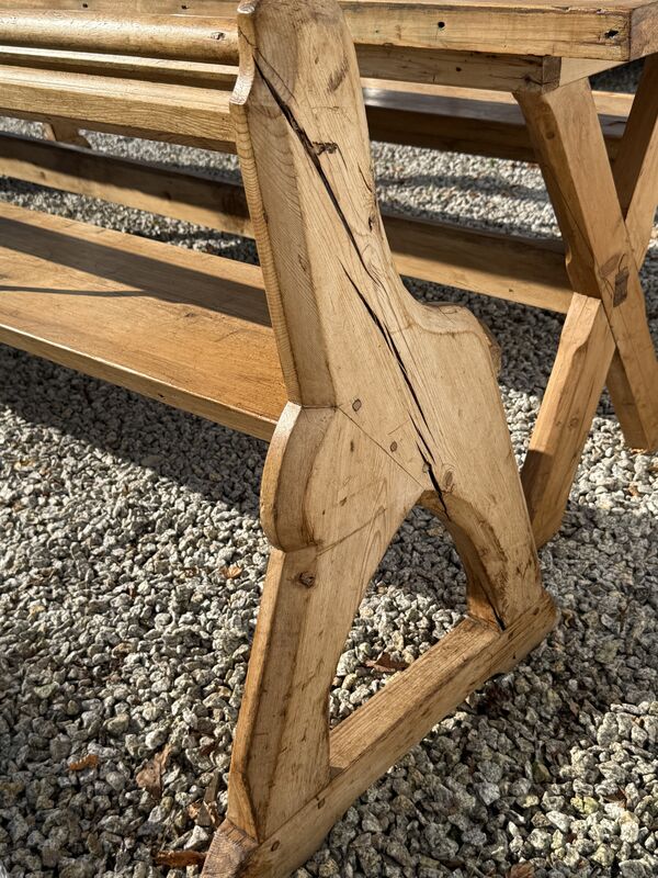 Large Vintage Pine Large Refectory Table With Two Pew Style Benches - product images  of 