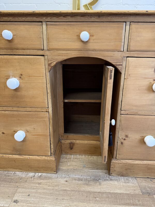 Victorian Pine Kneehole Desk – Waxed Finish with Ceramic Knobs - product images  of 