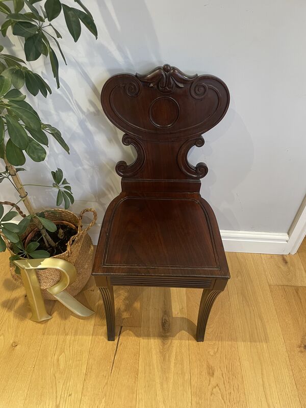 Pair of Antique Mahogany Hall Chairs – Victorian &amp; Edwardian Carved Seating - product images  of 