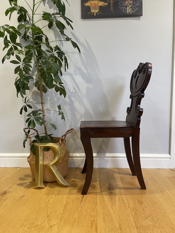 Pair of Antique Mahogany Hall Chairs – Victorian &amp; Edwardian Carved Seating - product images  of 