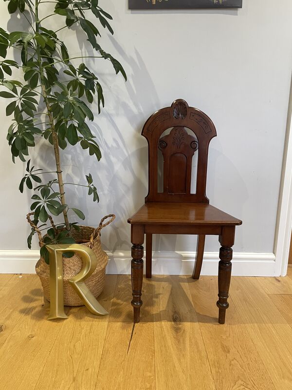 Pair of Antique Mahogany Hall Chairs – Victorian &amp; Edwardian Carved Seating - product images  of 