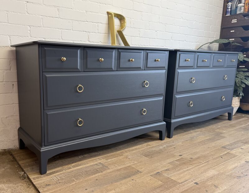 Pair of Stag Minstrel 4 Over 2 Chests – Professionally Painted in Rooster Blue. - product images  of 