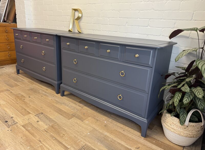 Pair of Stag Minstrel 4 Over 2 Chests – Professionally Painted in Rooster Blue. - product images  of 
