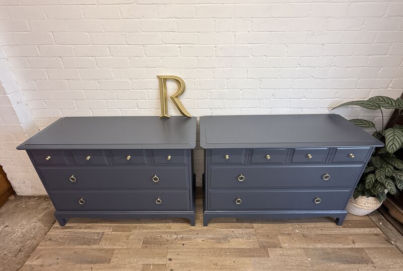 Pair of Stag Minstrel 4 Over 2 Chests – Professionally Painted in Rooster Blue. - product images  of 