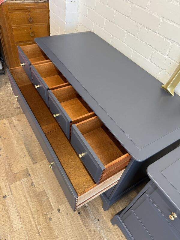 Pair of Stag Minstrel 4 Over 2 Chests – Professionally Painted in Rooster Blue. - product images  of 