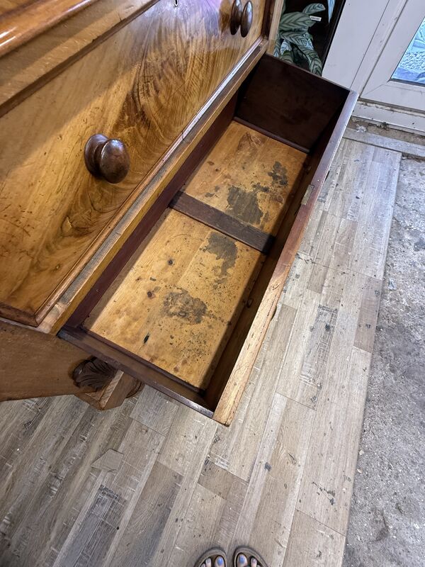 Edwardian Flame Mahogany Chest of Drawers – Signed &amp; Dated 1902 – Hidden Drawer - product images  of 