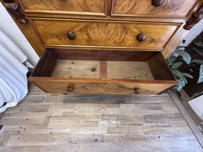 Edwardian Flame Mahogany Chest of Drawers – Signed &amp; Dated 1902 – Hidden Drawer - product images  of 