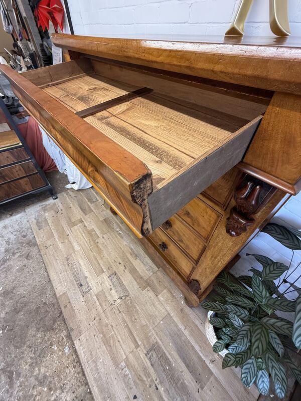 Edwardian Flame Mahogany Chest of Drawers – Signed &amp; Dated 1902 – Hidden Drawer - product images  of 