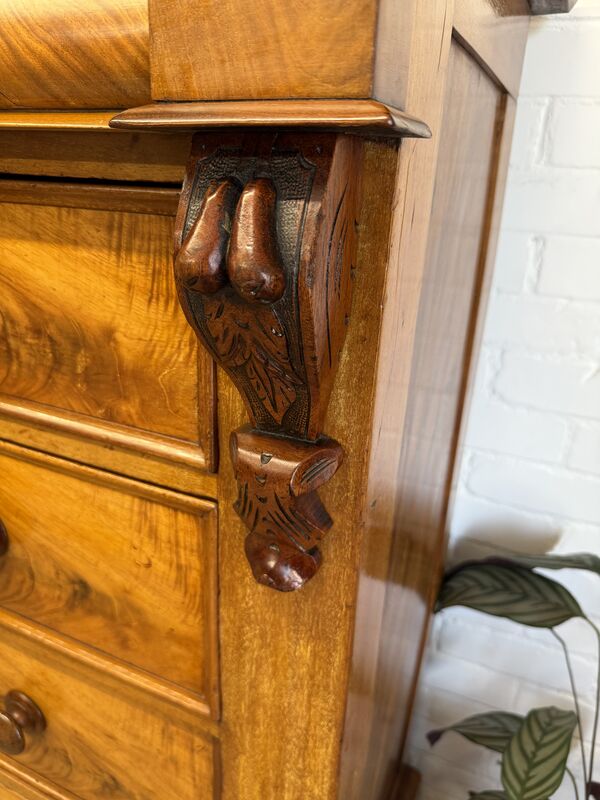 Edwardian Flame Mahogany Chest of Drawers – Signed &amp; Dated 1902 – Hidden Drawer - product images  of 
