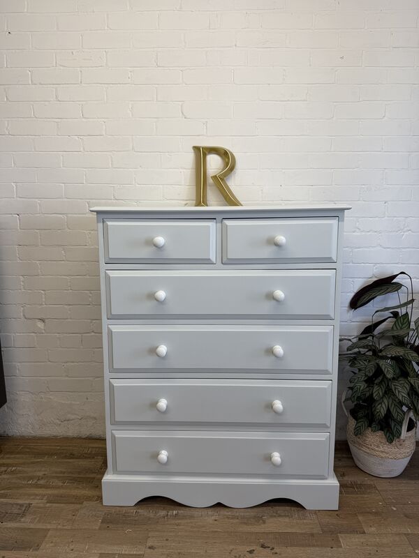 Pine Chest of Drawers – Professionally Painted in Pale Duck Egg Blue with New Ceramic Knobs - product images  of 
