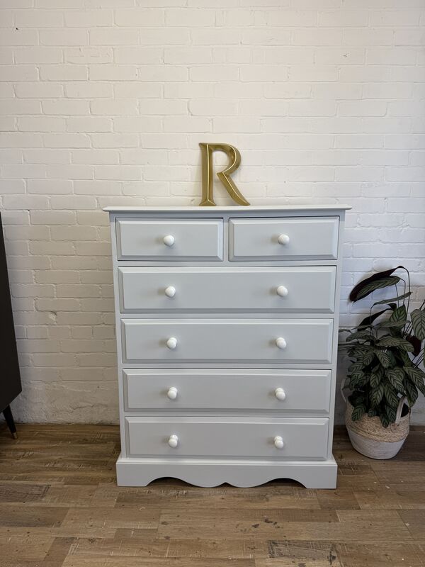 Pine Chest of Drawers – Professionally Painted in Pale Duck Egg Blue with New Ceramic Knobs - product images  of 