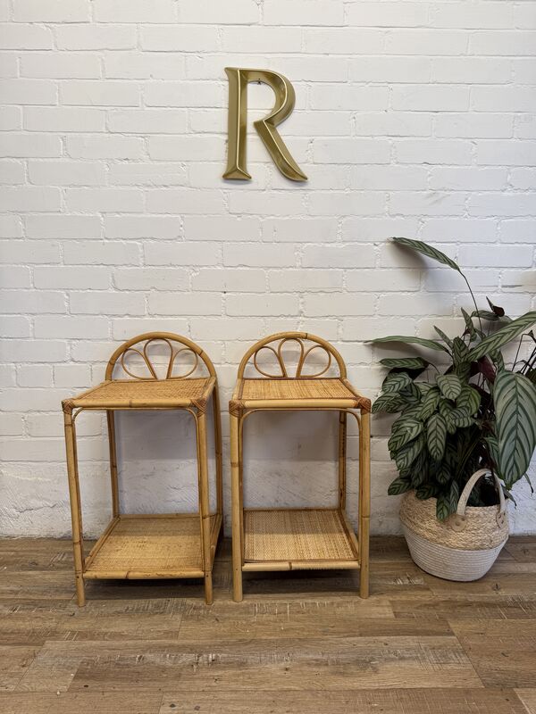 Pair of Vintage Bamboo and Rattan Bedside Tables / Side Tables - product images  of 