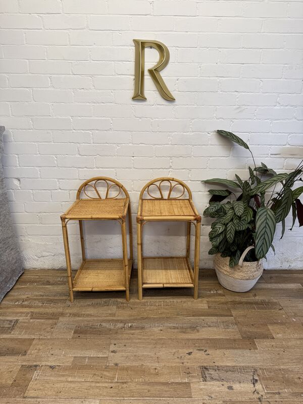 Pair of Vintage Bamboo and Rattan Bedside Tables / Side Tables - product images  of 