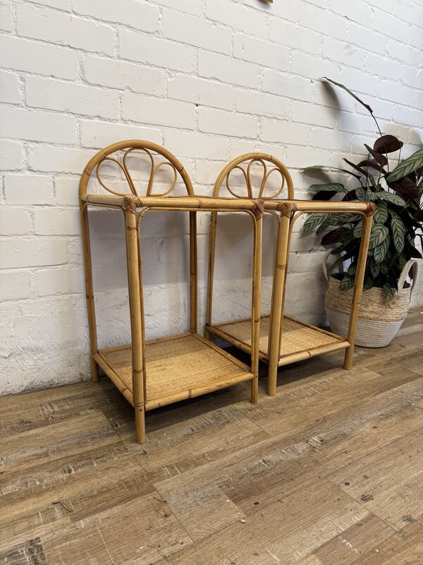 Pair of Vintage Bamboo and Rattan Bedside Tables / Side Tables - product images  of 