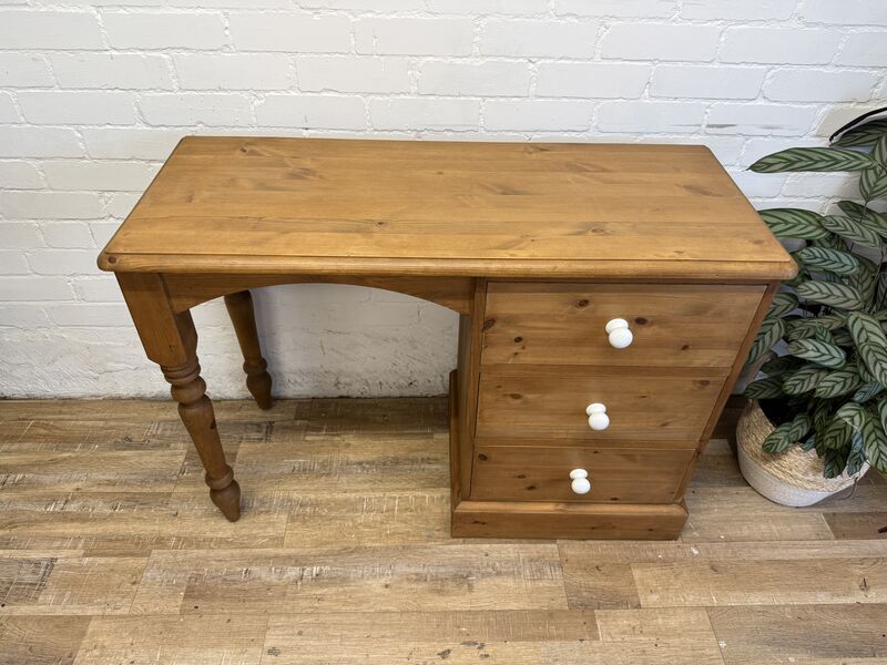 Solid Pine Pedestal Desk – Professionally Refurbished with Ceramic Knobs - product images  of 