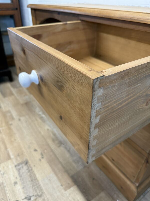 Solid Pine Pedestal Desk – Professionally Refurbished with Ceramic Knobs - product images  of 
