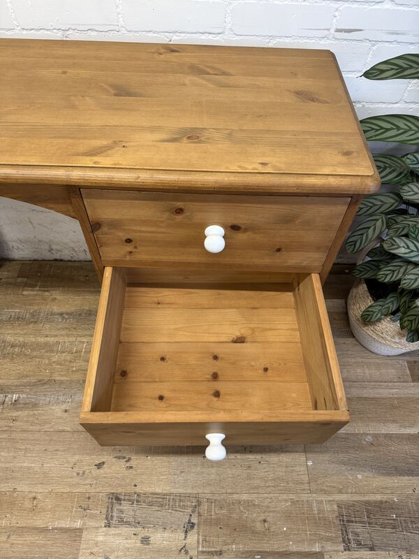 Solid Pine Pedestal Desk – Professionally Refurbished with Ceramic Knobs - product images  of 