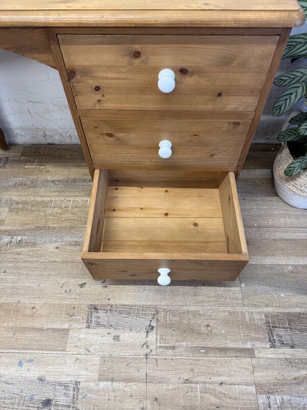 Solid Pine Pedestal Desk – Professionally Refurbished with Ceramic Knobs - product images  of 