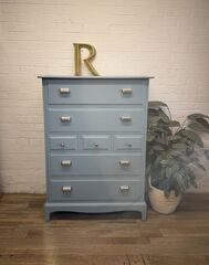 Stag,Minstrel,Tallboy,Painted,in,‘Labrador,Blue’,by,Benjamin,Moore