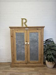 Vintage,Pine,Cupboard,with,Chalkboard,Doors,|,Atelier,Storage,Vintage Pine Cupboard with Chalkboard Doors | Vintage Atelier Storage