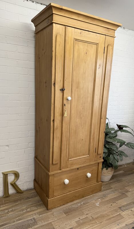SOLD Antique Pine Single Wardrobe | 19th Century Victorian | Hand-Cut Dovetails | Original Charm - product images  of 
