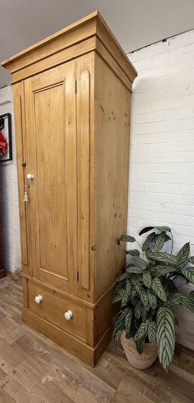 SOLD Antique Pine Single Wardrobe | 19th Century Victorian | Hand-Cut Dovetails | Original Charm - product images  of 