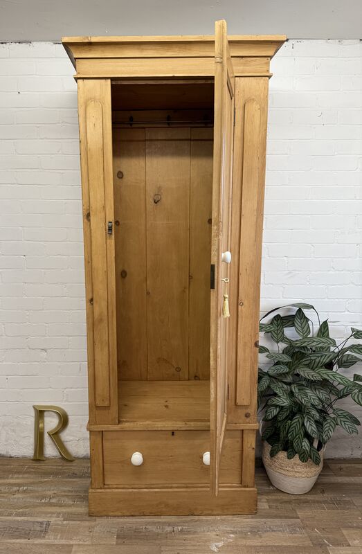 SOLD Antique Pine Single Wardrobe | 19th Century Victorian | Hand-Cut Dovetails | Original Charm - product images  of 