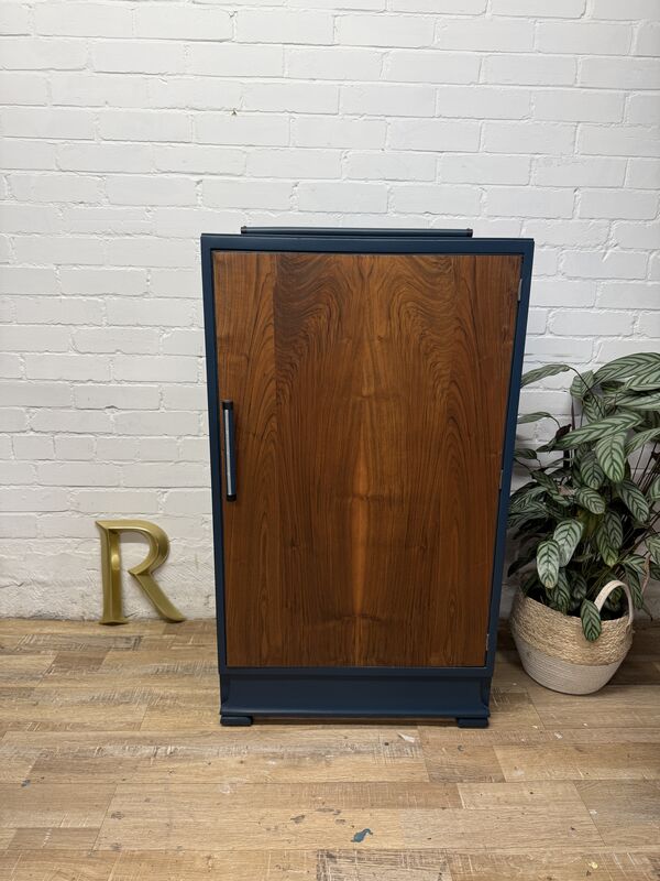 Art Deco Walnut Veneer Cupboard – Painted in Farrow &amp; Ball Hague Blue - product images  of 