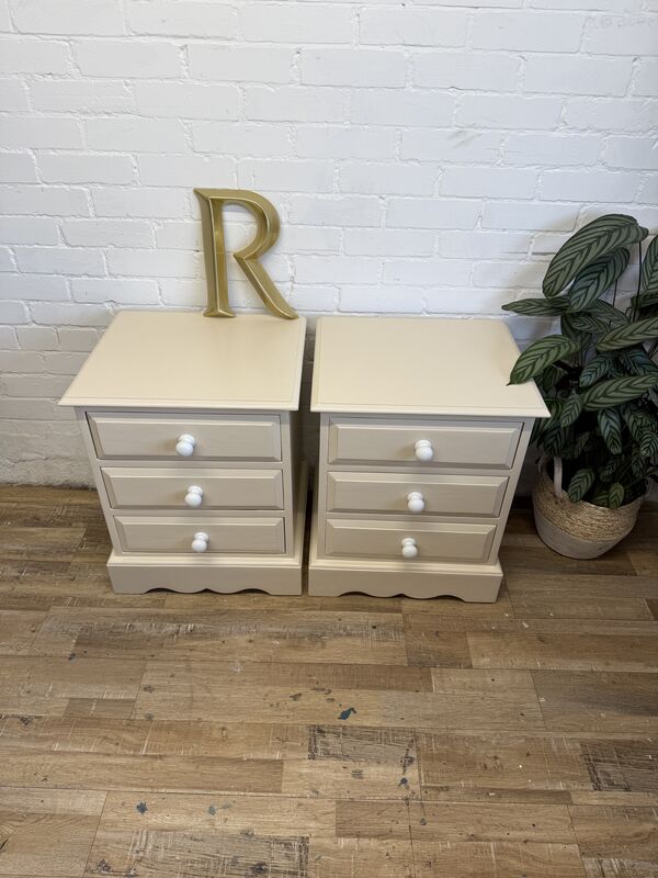 Pair of Painted Pine Bedside Tables  Solid Pine | Farrow &amp; Ball Joa’s White - product images  of 