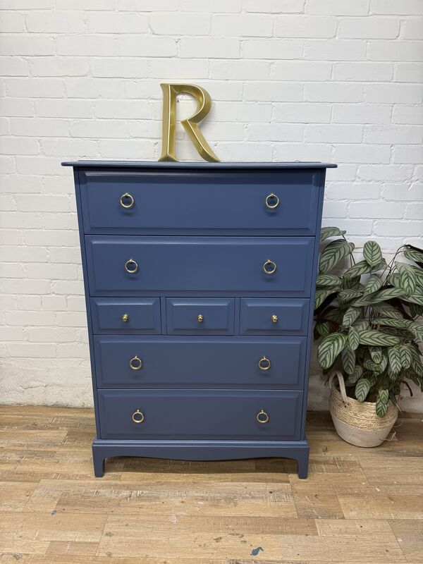 Stag Minstrel 7-Drawer Tallboy in Farrow &amp; Ball Stiffkey Blue - product images  of 