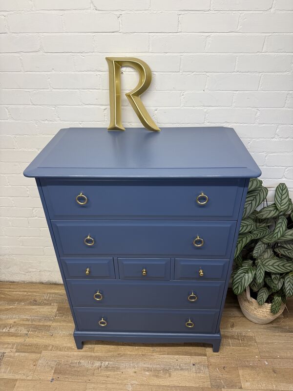 Stag Minstrel 7-Drawer Tallboy in Farrow &amp; Ball Stiffkey Blue - product images  of 