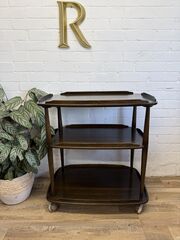 Ercol,3,Tier,Serving,Trolley,on,Castors,Solid,Elm,&,Beech,|,Original,Dark,Finish,Very,Good,Condition,Ercol 3 Tier Serving Trolley on Castors  Solid Elm & Beech | Original Dark Finish | Very Good Condition