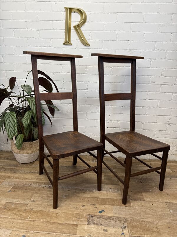Pair of Vintage Chapel Prayer Chairs | Tall Back Devotional Chairs | Early 20th Century - product images  of 