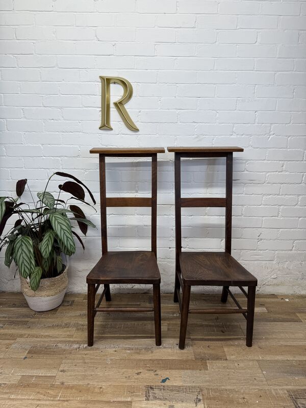Pair of Vintage Chapel Prayer Chairs | Tall Back Devotional Chairs | Early 20th Century - product images  of 