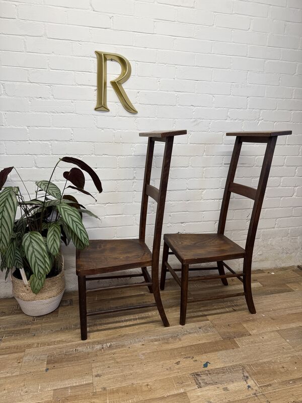 Pair of Vintage Chapel Prayer Chairs | Tall Back Devotional Chairs | Early 20th Century - product images  of 