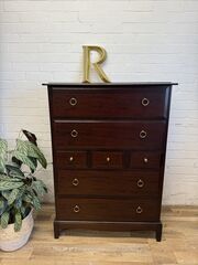 Vintage,Stag,Minstrel,Tallboy,Chest,of,Drawers,–,Original,Mahogany,Mid,Century,British,Bedroom,Storage,Vintage Stag Minstrel Tallboy Chest of Drawers – Original Mahogany – Mid Century British Bedroom Storage