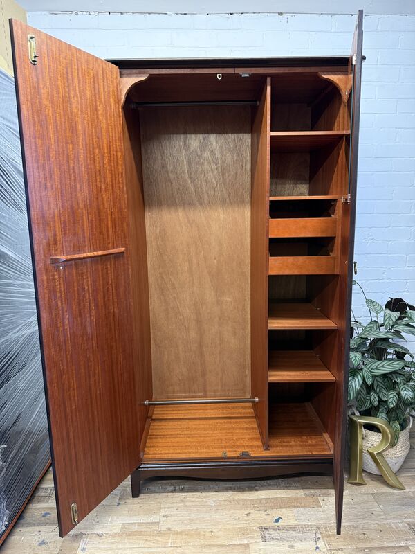 Stag Minstrel Gentleman’s Wardrobe – Mid Century Mahogany Combination Wardrobe with Shelves &amp; Drawers - product images  of 