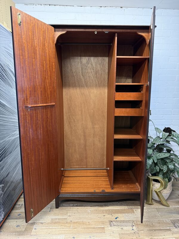 Stag Minstrel Gentleman’s Wardrobe – Mid Century Mahogany Combination Wardrobe with Shelves &amp; Drawers - product images  of 