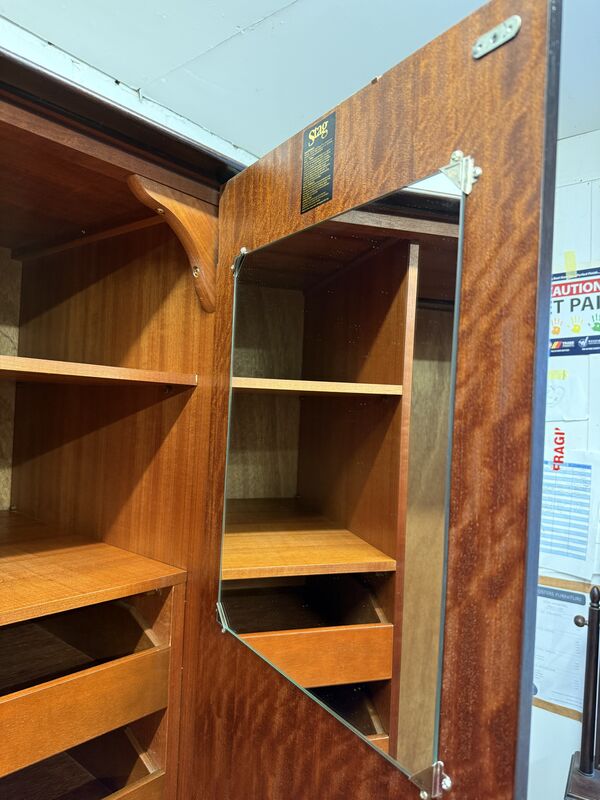 Stag Minstrel Gentleman’s Wardrobe – Mid Century Mahogany Combination Wardrobe with Shelves &amp; Drawers - product images  of 
