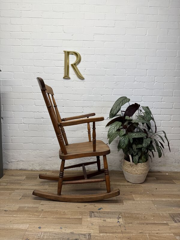 Vintage Country Style Rocking Chair – Solid Wood Wax Finish – 1970s/80s - product images  of 