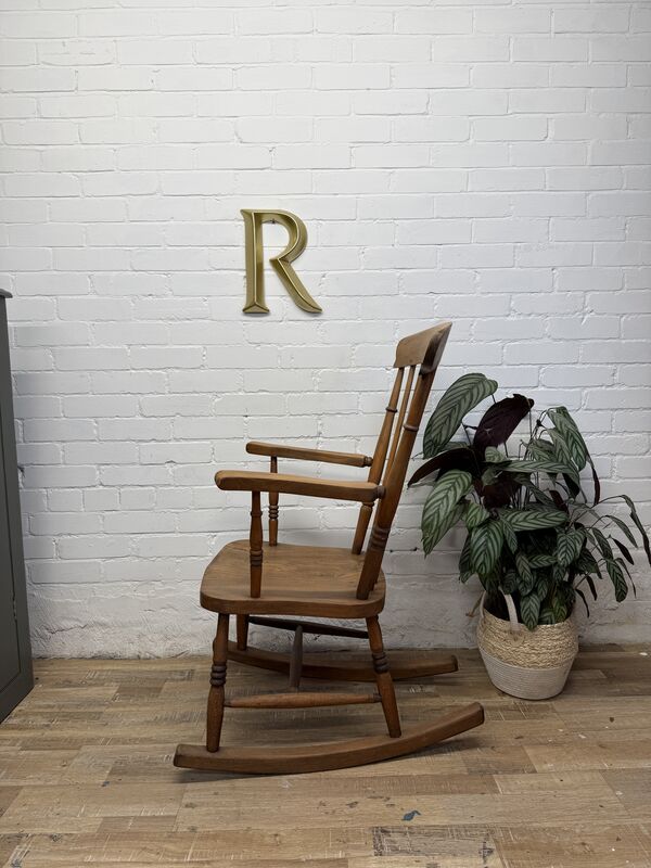 Vintage Country Style Rocking Chair – Solid Wood Wax Finish – 1970s/80s - product images  of 