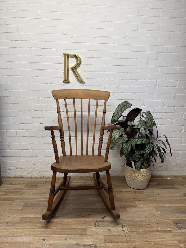 Vintage Country Style Rocking Chair – Solid Wood Wax Finish – 1970s/80s - product images  of 