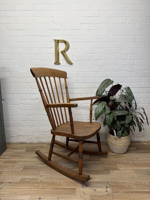 Vintage Country Style Rocking Chair – Solid Wood Wax Finish – 1970s/80s - product images  of 