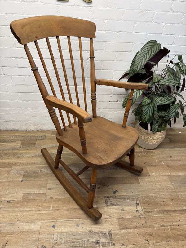Vintage Country Style Rocking Chair – Solid Wood Wax Finish – 1970s/80s - product images  of 