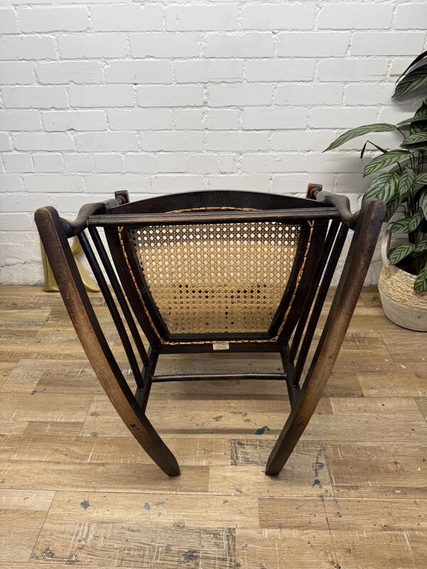 Antique Edwardian Rocking Chair, Cane Seat, Arts &amp; Crafts Armchair, Vintage Spindle Back, Low Seat - product images  of 