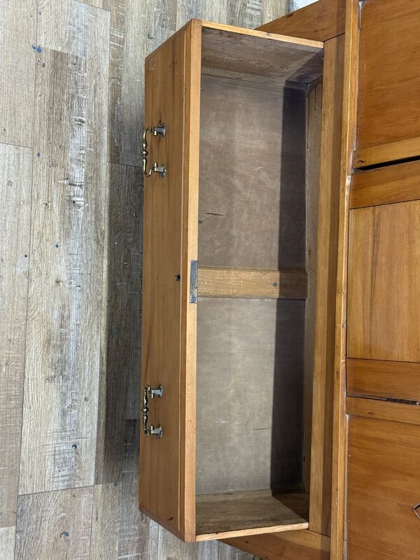 Antique Pine Hallway Wardrobe with Mirror Door | Art Nouveau Style Carved Panels | Edwardian Cupboard - product images  of 