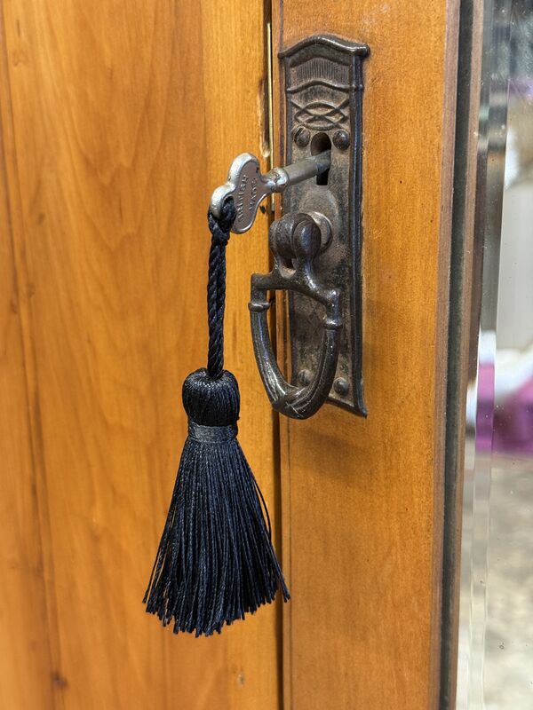 Antique Pine Hallway Wardrobe with Mirror Door | Art Nouveau Style Carved Panels | Edwardian Cupboard - product images  of 