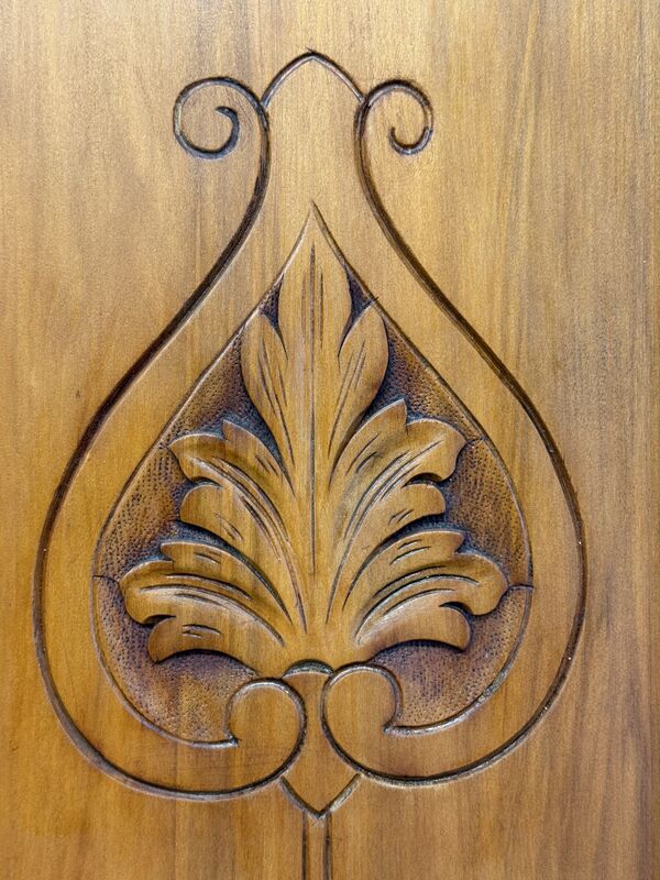 Antique Pine Hallway Wardrobe with Mirror Door | Art Nouveau Style Carved Panels | Edwardian Cupboard - product images  of 