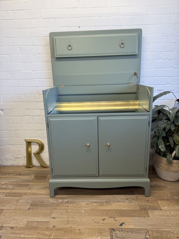 Stag Minstrel Drinks Cabinet | Card Room Green Farrow &amp; Ball | Vintage Cocktail Cabinet | Painted Sideboard | Mid Century Bar Cabinet - product images  of 